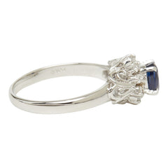 Pt900 プラチナ サファイア0.86ct ダイヤ0.15ct フラワーモチーフ リング 指輪 レディース 13.5号 【中古】