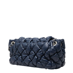 シャネル マトラッセ バブルキルト ココマーク チェーン ショルダーバッグ ハンドバッグ ネイビー ラムスキン レディース CHANEL 【中古】