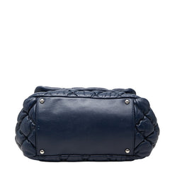シャネル マトラッセ バブルキルト ココマーク チェーン ショルダーバッグ ハンドバッグ ネイビー ラムスキン レディース CHANEL 【中古】