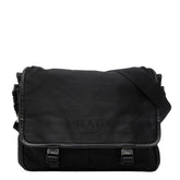 プラダ 三角ロゴプレート ショルダーバッグ メッセンジャーバッグ VA0768 ブラック ナイロン レザー レディース PRADA 【中古】