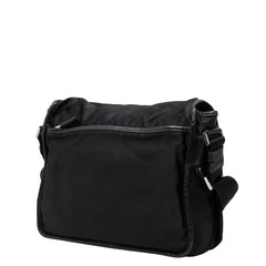 プラダ 三角ロゴプレート ショルダーバッグ メッセンジャーバッグ VA0768 ブラック ナイロン レザー レディース PRADA 【中古】