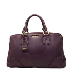 ミュウミュウ ボストンバッグ ハンドバッグ パープル ゴールド レザー レディース MIUMIU 【中古】