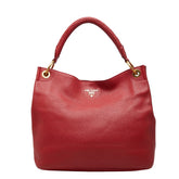 プラダ ロゴ ショルダーバッグ トートバッグ BR4829 レッド レザー レディース PRADA 【中古】