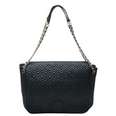 トリーバーチ ロゴ キルティング チェーン ショルダーバッグ ブラック レザー レディース Tory Burch 【中古】