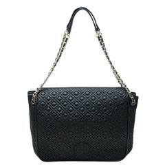 トリーバーチ ロゴ キルティング チェーン ショルダーバッグ ブラック レザー レディース Tory Burch 【中古】