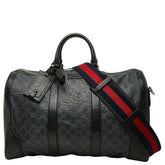 グッチ GGスプリーム ボストンバッグ ショルダーバッグ 2WAY 474131 ブラック PVC レザー レディース GUCCI 【中古】
