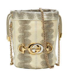 グッチ ズゥミ チェーン ショルダーバッグ パイソン型押し 576432 ベージュ レザー レディース GUCCI 【中古】