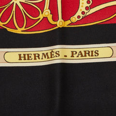 エルメス カレ90 鼻革 LES MUSEROLLES スカーフ ブラック レッド マルチカラー シルク レディース HERMES 【中古】