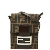 フェンディ ズッカ 斜め掛け ショルダーバッグ ブラウン キャンバス レザー レディース FENDI 【中古】