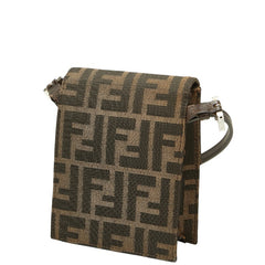 フェンディ ズッカ 斜め掛け ショルダーバッグ ブラウン キャンバス レザー レディース FENDI 【中古】