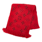ルイ ヴィトン モノグラム エシャルプ ロゴマニア マフラー M72432 レッド ウール シルク レディース LOUIS VUITTON 【中古】
