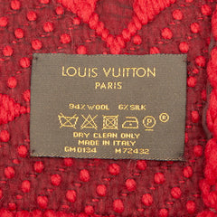 ルイ ヴィトン モノグラム エシャルプ ロゴマニア マフラー M72432 レッド ウール シルク レディース LOUIS VUITTON 【中古】