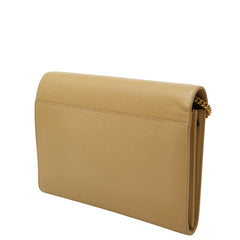 サンローラン カサンドラ エンベロープ 斜め掛け チェーン ショルダーバッグ ウォレット ベージュ レザー レディース SAINT LAURENT 【中古】
