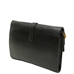 サンローラン YSLロゴ 斜め掛け チェーンウォレット ショルダーバッグ ブラック レザー レディース SAINT LAURENT 【中古】