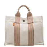 エルメス ニューフールトゥPM トートバッグ ハンドバッグ アイボリー系 ブラウン キャンバス レディース HERMES 【中古】