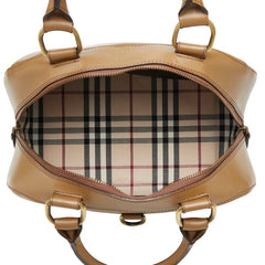 バーバリー ノバチェック ハンドバッグ ブラウン レザー レディース BURBERRY 【中古】