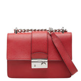 プラダ チェーン ショルダーバッグ レッド サフィアーノレザー レディース PRADA 【中古】