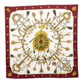 エルメス カレ90 LES CLES 鍵 スカーフ レッド マルチカラー シルク レディース HERMES 【中古】