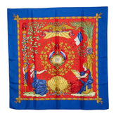 エルメス カレ90 1789 LIBERTE EGALITE FRATERNITE REPUBLIQUE FRANCAISE 1789年フランス革命を記念して スカーフ 大判 レッド ブルー シルク レディース HERMES 【中古】