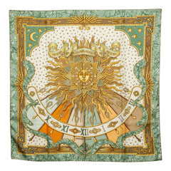 エルメス カレ90 今日一日を楽しむ CARPE DIEM スカーフ グリーン マルチカラー シルク レディース HERMES 【中古】