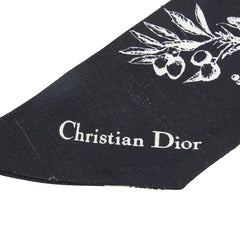ディオール トワル ドゥ ジュイ フラワー ミッツァ スカーフ ツイリー ブラック ホワイト シルク レディース Dior 【中古】
