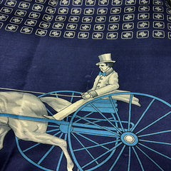 セリーヌ トリオンフ マカダム 馬車柄 スカーフ ネイビー シルク レディース CELINE 【中古】