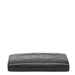 シャネル ココマーク 二つ折り財布 がま口 小銭入れ ブラック キャビアスキン レディース CHANEL 【中古】