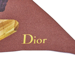 ディオール ミッツァ クリスタル プリント スカーフ ツイリー パープル ブラウン シルク レディース Dior 【中古】