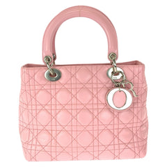 ディオール カナージュ レディディオール ハンドバッグ トートバッグ ピンク ラムスキン レディース Dior 中古