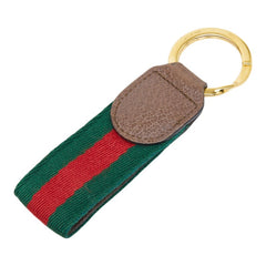 グッチ オフィディア ダブルG キーリング キーホルダー ゴールド ブラウン メッキ レザー レディース GUCCI 【中古】