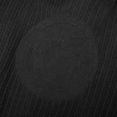 ヴェルサーチェ メデューサ ケーブル ニット パーカー プルオーバー サイズ50 ブラック ウール コットン メンズ VERSACE 【中古】