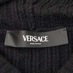 ヴェルサーチェ メデューサ ケーブル ニット パーカー プルオーバー サイズ50 ブラック ウール コットン メンズ VERSACE 【中古】
