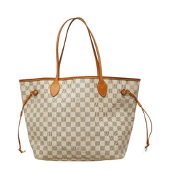 ルイ ヴィトン ダミエ アズール ネヴァーフル MM トートバッグ N51107 ホワイト PVC レザー レディース LOUIS VUITTON 【中古】