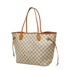ルイ ヴィトン ダミエ アズール ネヴァーフル MM トートバッグ N51107 ホワイト PVC レザー レディース LOUIS VUITTON 【中古】