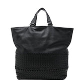 ボッテガヴェネタ イントレチャート ハンドバッグ トートバッグ ブラック レザー レディース BOTTEGAVENETA 【中古】