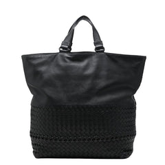 ボッテガヴェネタ イントレチャート ハンドバッグ トートバッグ ブラック レザー レディース BOTTEGAVENETA 【中古】