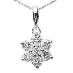 Pt900 プラチナ Pt850 プラチナ ダイヤモンド ダイヤ0.60ct スノーモチーフ 結晶 雪 ペンダントトップ ネックレス レディース 【中古】