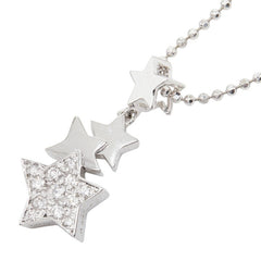 K18WG ホワイトゴールド ダイヤ0.03ct ダイヤ0.12ct ダイヤ0.05ct Golden dew ゴールデンデュー POLARIS ポラリス スターモチーフ ペンダント ネックレス レディース 【中古】