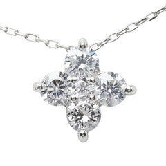 Pt900 プラチナ Pt850 プラチナ ダイヤモンド ダイヤ0.35ct クローバーモチーフ ペンダント ネックレス レディース 【中古】