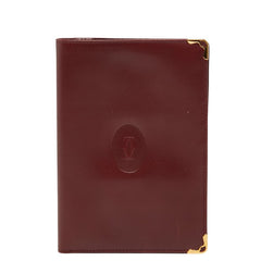 カルティエ マストライン 長財布 二つ折り財布 ワインレッド ボルドー レザー レディース CARTIER 【中古】