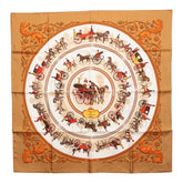 エルメス カレ90 LA PROMENADE DE LONGCHAMPS ロンシャンへの散歩 スカーフ ベージュ ホワイト シルク レディース HERMES 【中古】