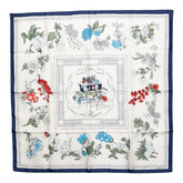 エルメス カレ90 Quai aux Fleurs 花咲く海岸通り スカーフ ホワイト シルク レディース HERMES 【中古】