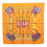 エルメス カレ90 Ombres et Lumieres 影と光 スカーフ オレンジ シルク レディース HERMES 【中古】