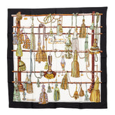 エルメス カレ90 Pasementerie 紐飾り スカーフ ブラック ホワイト シルク レディース HERMES 【中古】