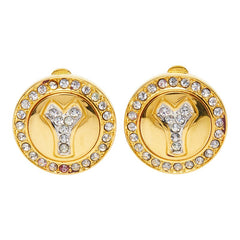 サンローラン Yロゴ イヤリング ゴールド メッキ ラインストーン レディース SAINT LAURENT 【中古】