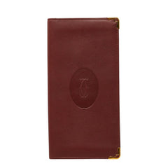 カルティエ マストライン 二つ折り 長財布 札入れ ボルドー レザー レディース CARTIER 【中古】