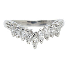 Pt900 プラチナ ダイヤ0.37ct V字リング リング 指輪 レディース 8.5号 【中古】
