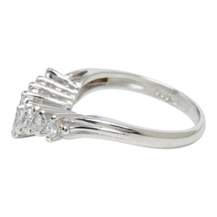 Pt900 プラチナ ダイヤ0.37ct V字リング リング 指輪 レディース 8.5号 【中古】