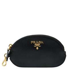 プラダ サフィアーノ コインケース ブラック ゴールド レザー レディース PRADA 【中古】