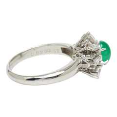 Pt850 プラチナ ヒスイ ダイヤモンド 翡翠0.82ct ダイヤ0.62ct フラワーモチーフ リング 指輪 レディース 11.5号 【中古】